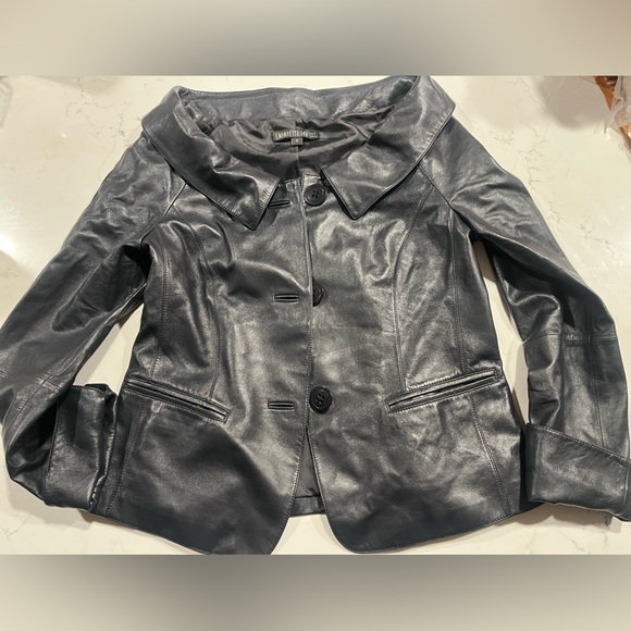 Lafayette 148 New York Black Leather Jacket Size 8